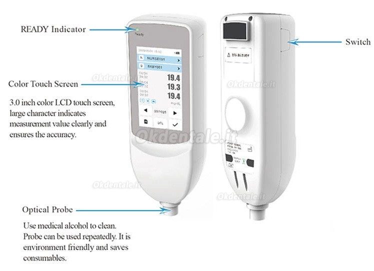 Prtatile bilirubinometro transcutaneo DAVID BM-100 serie, bilirubinometro neonatale